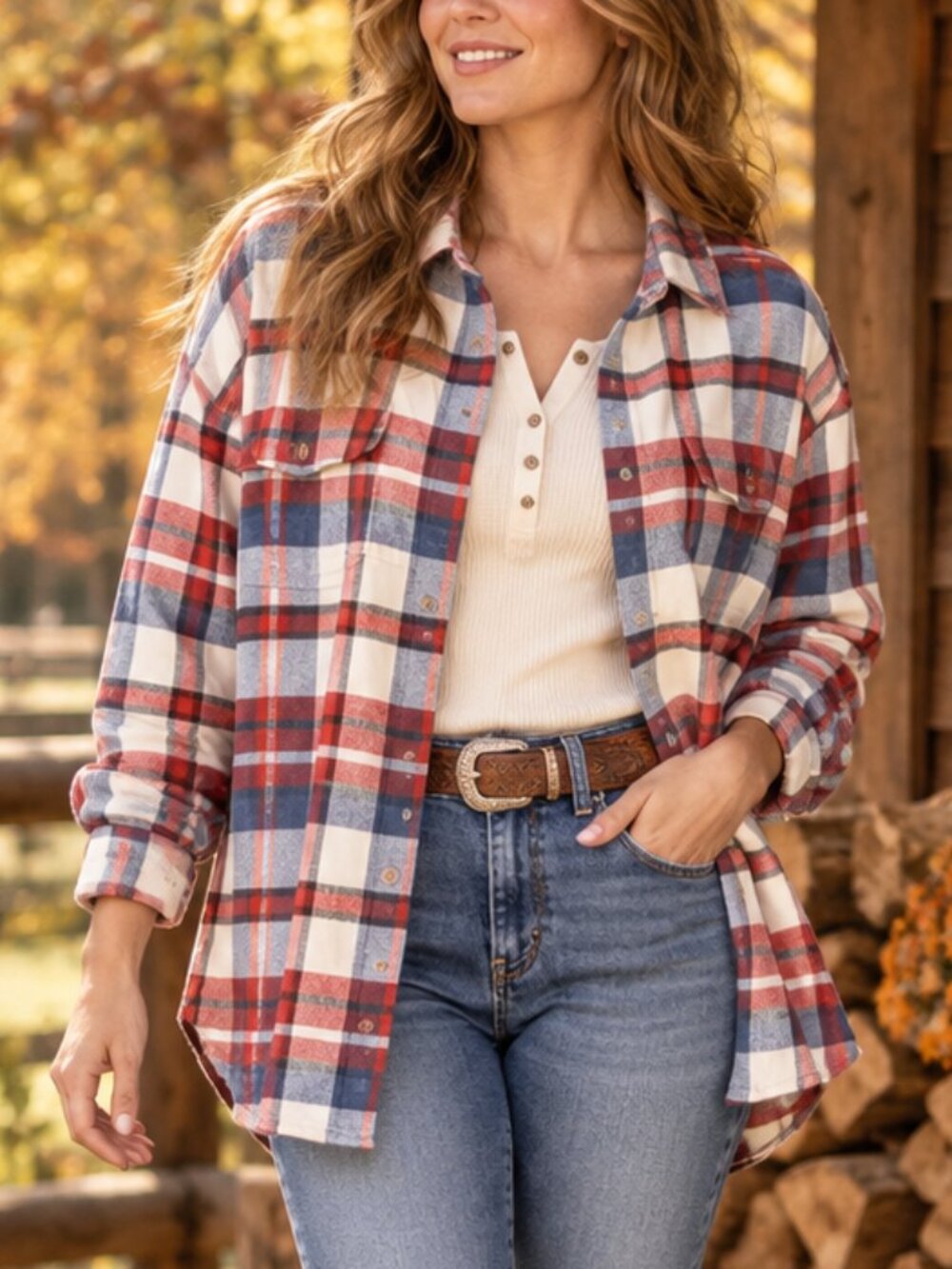 8. Old Navy Plaid Flannel Shacket 100% Cotton Medium